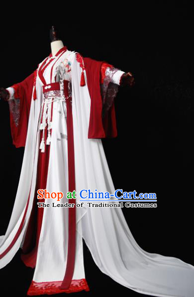 Chinese Ancient Cosplay Fairy Costume Han Dynasty Princess Embroidered Red Hanfu Dress for Women