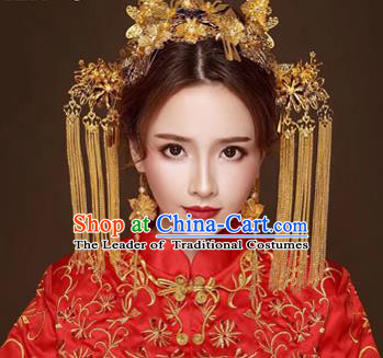 Chinese Traditional Handmade Bride Tassel Step Shake Wedding Hair Accessories Ancient Hairpins Complete Set for Women