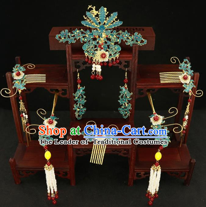 Chinese Traditional Hair Accessories Ancient Xiuhe Suit Phoenix Hairpins Complete Set for Women