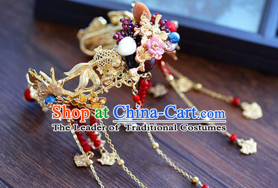 Chinese Handmade Jewelry Accessories Ancient Palace Tassel Bracelet Hanfu Goldfish Bangle for Women
