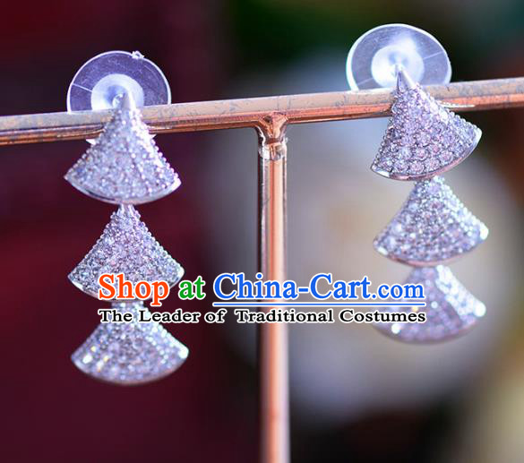 Chinese Handmade Jewelry Accessories Ancient Hanfu Zircon Earrings for Women