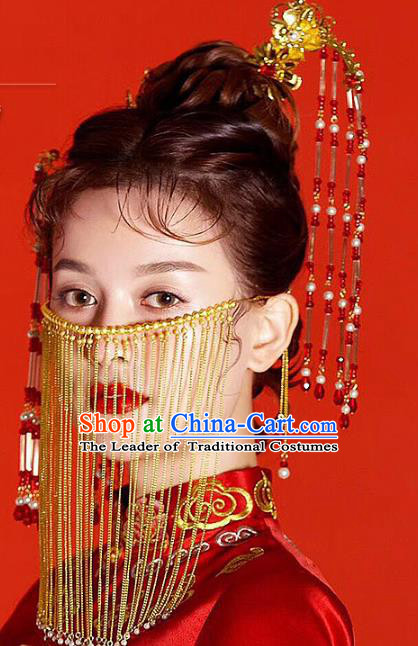 Chinese Ancient Handmade Xiuhe Suit Tassel Step Shake Traditional Hairpins Hair Accessories Complete Set for Women