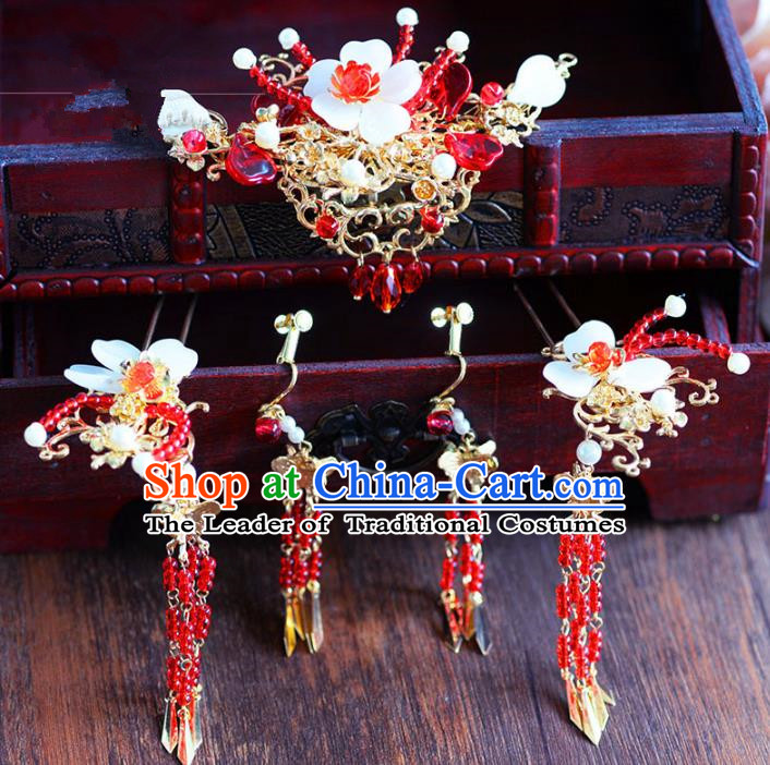 Chinese Ancient Handmade Palace Tassel Hair Clips Hair Accessories Traditional Hairpins Complete Set for Women