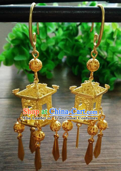Top Grade Chinese Handmade Accessories Brass Eardrop Hanfu Earrings for Women