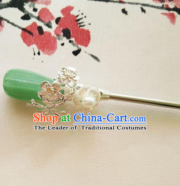 Chinese Ancient Hair Accessories Hanfu Hairpins Handmade Jade Hair Clip for Women