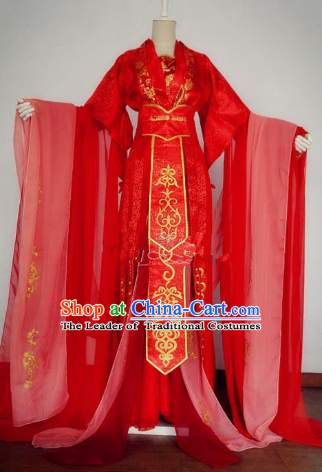Chinese Ancient Cosplay Swordswoman Wedding Costume Traditional Han Dynasty Princess Red Hanfu Dress for Women