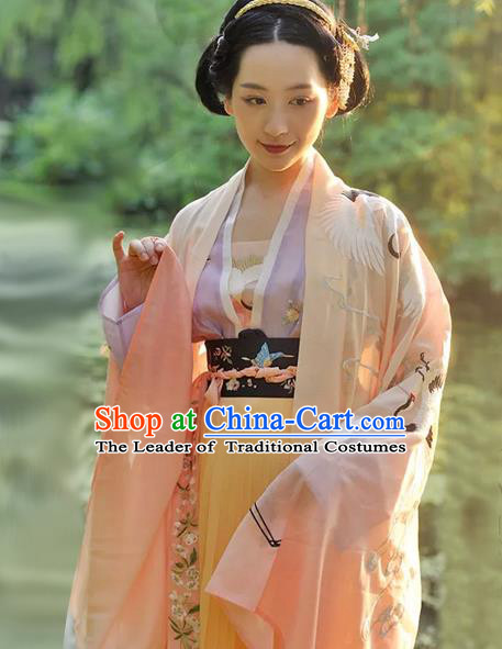 Chinese Traditional Ancient Palace Lady Clothing Tang Dynasty Imperial Consort Embroidered Hanfu Dress for Women