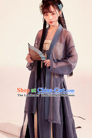 Chinese Traditional Ancient Song Dynasty Young Lady Embroidered Costumes Hanfu Dress for Women