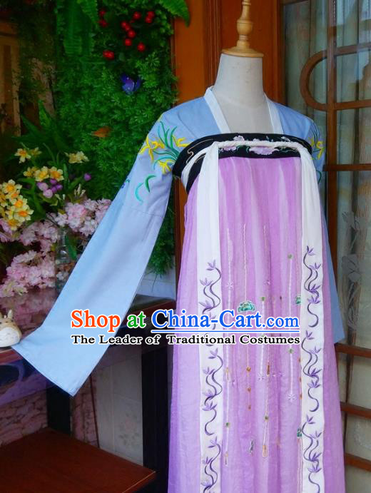 Chinese Traditional Tang Dynasty Young Lady Hanfu Dress Ancient Nobility Lady Embroidered Clothing for Women