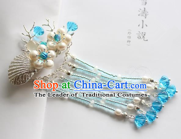 Chinese Ancient Handmade Pearls Tassel Hair Claw Hair Accessories Hanfu Hairpins for Women