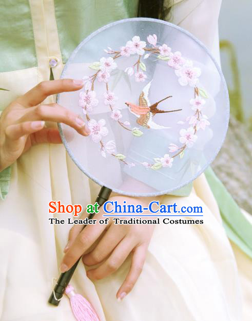 Chinese Ancient Handmade Palace Fans Hanfu Embroidered Round Fans for Women