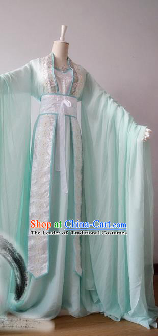 Chinese Traditional Tang Dynasty Imperial Concubine Green Hanfu Dress Ancient Court Lady Clothing for Women