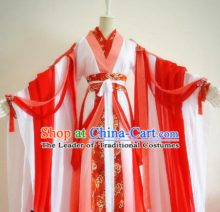 Chinese Traditional Han Dynasty Imperial Concubine Red Hanfu Dress Ancient Court Lady Clothing for Women