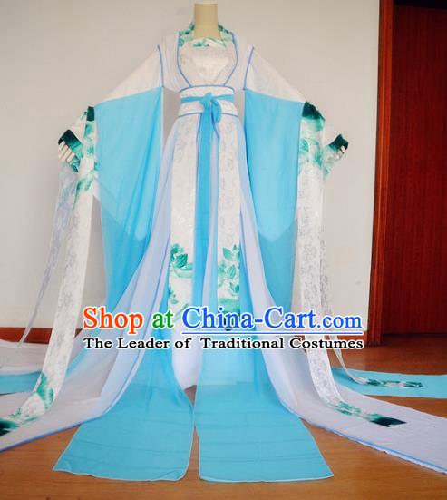 Chinese Han Dynasty Princess Printing Lotus Hanfu Dress Ancient Fairy Traditional Costume for Women