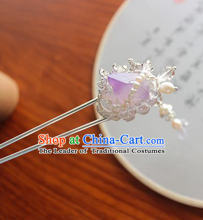 Chinese Ancient Handmade Purple Fluorite Hair Claw Hair Accessories Hanfu Hairpins for Women