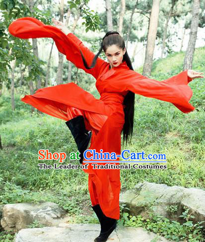 Chinese Ancient Swordswoman Red Hanfu Dress Jin Dynasty Chivalrous Women Costumes