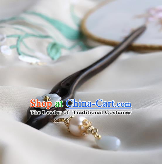 Chinese Ancient Handmade Sandalwood Hair Clip Classical Hair Accessories Hanfu Hairpins for Women