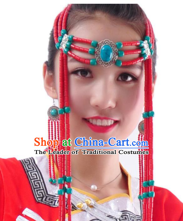 Traditional Chinese Mongol Nationality Dancing Costume Mongols Female Folk Dance Headwear Mongolian Minority Embroidery Costume