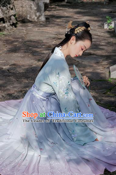 Chinese Ancient Palace Lady Hanfu Han Dynasty Imperial Concubine Queen Embroidered Historical Costumes