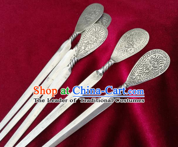 Chinese Traditional Miao Nationality Hair Accessories Flowers Hair Comb Hmong Carving Sliver Hairpins for Women