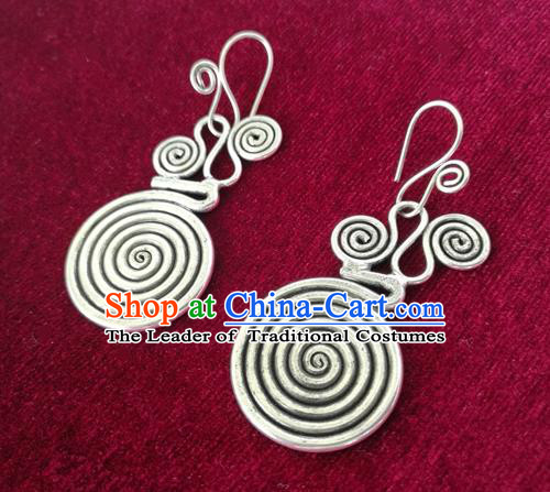 Traditional Chinese Miao Nationality Hair Accessories Hmong Female Folk Dance Hairpins Bracelet Sliver Necklace Headwear for Women