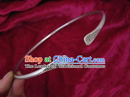 Traditional Chinese Miao Nationality Hair Accessories Hmong Female Folk Dance Hairpins Bracelet Sliver Necklace Headwear for Women