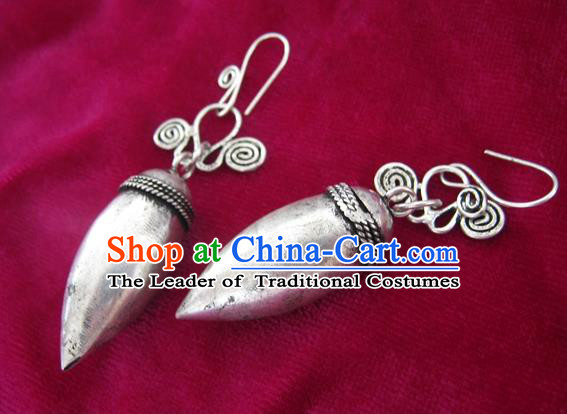 Traditional Chinese Miao Nationality Hair Accessories Hmong Female Folk Dance Hairpins Bracelet Sliver Necklace Headwear for Women