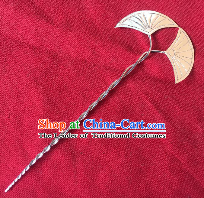 Traditional Chinese Miao Nationality Hanfu Ginkgo Leaf Hairpins Hair Accessories for Women
