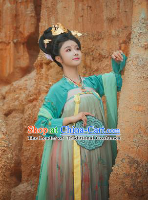 Chinese Tang Dynasty Imperial Concubine Embroidered Costume Ancient Palace Hanfu Dress for Women