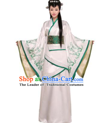 Traditional Chinese Han Dynasty Imperial Concubine Costume Ancient Princess White Hanfu Dress for Women