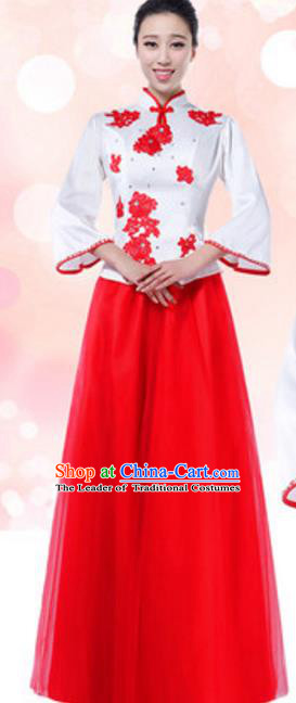 Top Grade Chinese Chorus Group Full Dress, Compere Stage Performance Choir Costume for Women