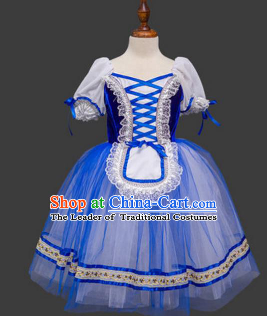 Top Grade Ballet Swan Dance Costume Blue Dress Ballerina Skirt Tu Tu Dancewear for Women