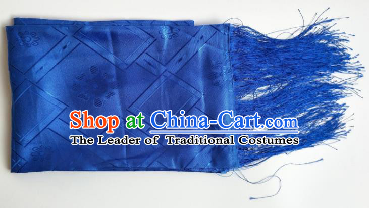 Traditional Chinese Zang Nationality Royalblue Brocade Belts, China Tibetan Robe Waistband