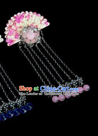 Chinese Traditional Ancient Hair Accessories Hanfu Hairpins Pink Beads Hair Stick Headwear for Women