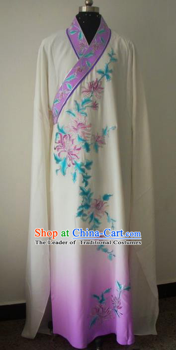 Chinese Traditional Beijing Opera Embroidered Chrysanthemum Costumes China Peking Opera Niche Silk Robe Gwanbok for Adults