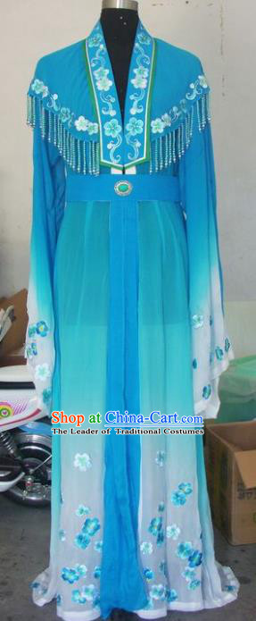 Chinese Traditional Beijing Opera Actress Costumes China Peking Opera Blue Dress for Adults