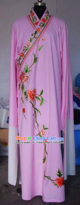 Chinese Traditional Beijing Opera Niche Costumes China Peking Opera Scholar Embroidered Peony Pink Clothing for Adults
