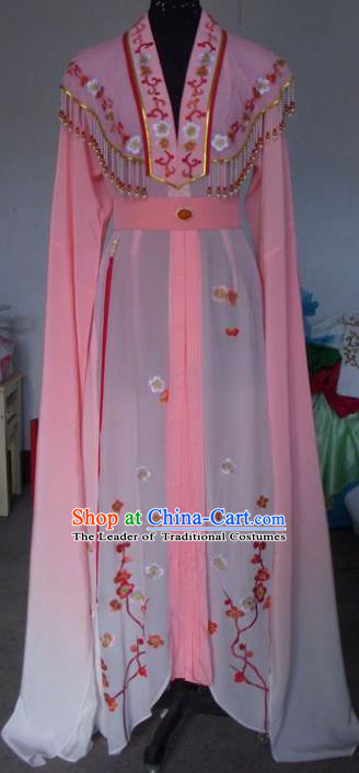 Chinese Traditional Beijing Opera Princess Embroidered Costumes China Peking Opera Actress Pink Dress for Adults