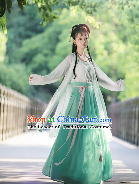 Chinese Ancient Song Dynasty Nobility Lady Embroidered Costumes Hanfu Dress for Women