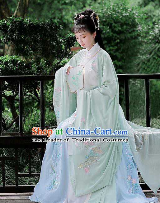 Chinese Ancient Jin Dynasty Imperial Concubine Hanfu Dress Embroidered Costumes Complete Set for Women
