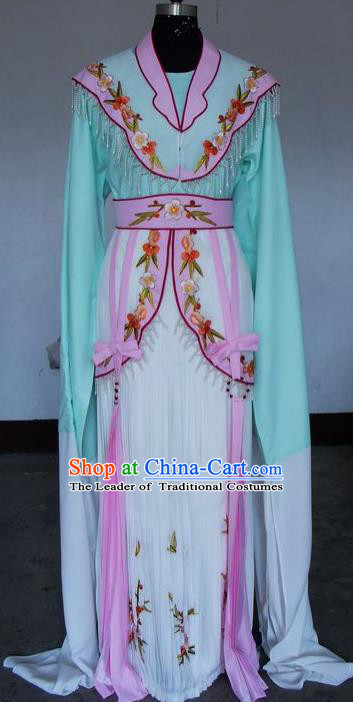 Chinese Traditional Beijing Opera Actress Green Costumes China Peking Opera Embroidered Water Sleeve Dress for Adults