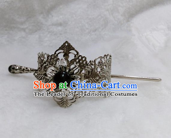Chinese Traditional Ancient Prince Hair Accessories Swordsman Hairpins Black Bead Tuinga for Men