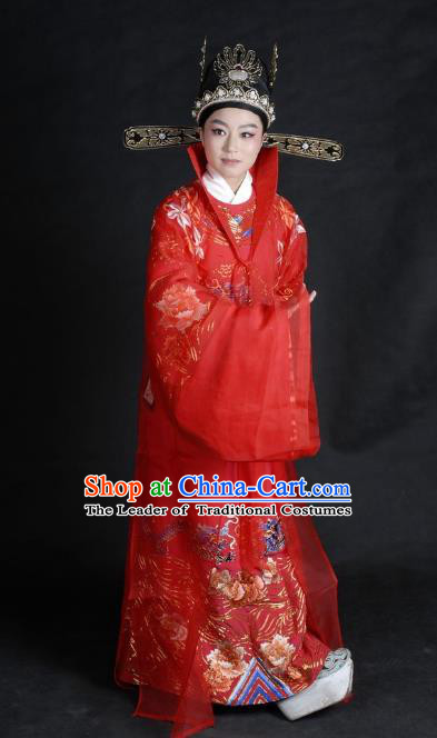 Chinese Traditional Shaoxing Opera Lang Scholar Robe Peking Opera Niche Embroidered Red Costume for Adults