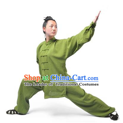 Chinese Traditional Martial Arts Costumes Tai Chi Kung Fu Green Suits for Women