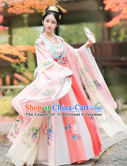 Ancient Chinese Tang Dynasty Imperial Concubine Dance Hanfu Dress Palace Lady Embroidered Costume for Women