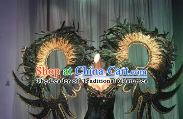 Top Grade Stage Performance Brazilian Carnival Black Feather Wings Miami Feathers Deluxe Wings for Women