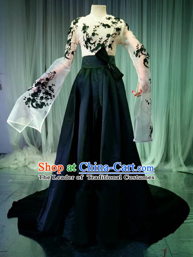 Top Grade Models Catwalks Costume Compere Stage Performance Trailing Full Dress for Women
