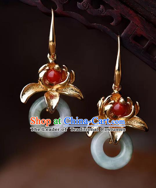 Chinese Traditional Jewelry Accessories Ancient Palace Hanfu Peace Buckle Earrings for Women