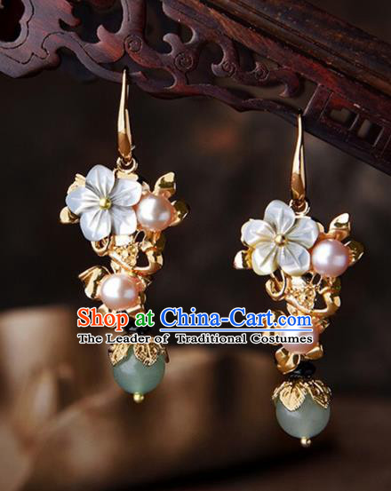 Chinese Traditional Jewelry Accessories Ancient Palace Hanfu Pearls Earrings for Women