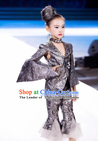 Children Models Show Costume Stage Performance Catwalks Clothing for Kids
